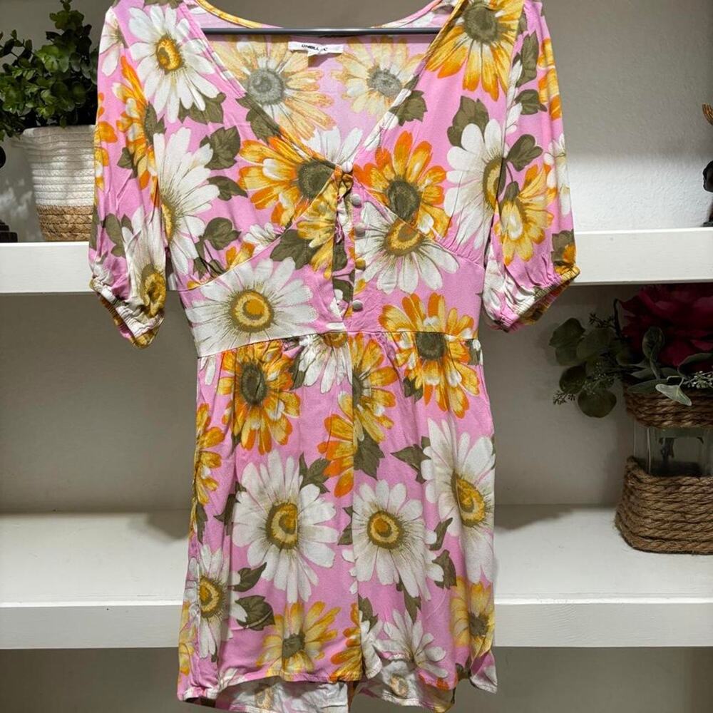 Oneill pink floral romper with